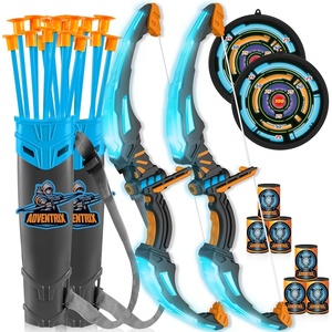image:imageJOYIN 2 Pack Bow and Arrow Archery Toy Set for Kids Light Up Archery Play Set with 2 Luminous Bows 18 Suction Cups Arrows 6 Targets and 2 QuiversBlack