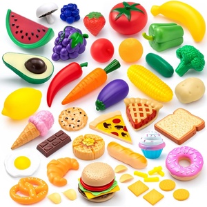 image:imageJOYIN 50 Piece Set of Kitchen Toys Dinnerware Dummy Fruits Vegetables Plastic Accessories for Children Educational Learning Toy Role Play Gift Easter Basket Stuffers