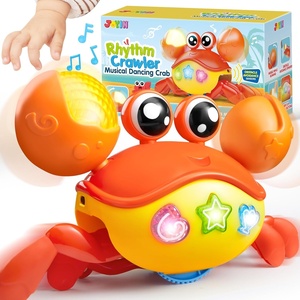 image:imageJOYIN Crawling Crab Tummy Time Toy Babies Interactive Big Walking Crab Toy with Intelligent Sensor Lights Buttons AutoAvoiding Obstacles Gift for Toddlers
