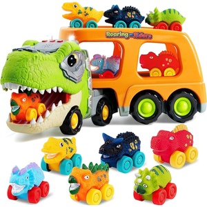 image:imageJOYIN Dinosaur Toys for Kids 24 Boy Toys Dinosaur Carrier Truck with 6 Rubber Car Vehicles Easter Birthday Gifts with Music amp Lights for 2 3 4 5 Year Old