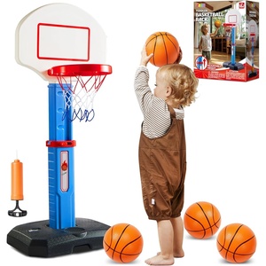 image:imageJOYIN Toddler Basketball Hoop Indoor Adjustable Basketball Goal for Kids with 4 Balls Game Toys for Playroom Pool Outdoor Birthday Gift for Baby Boys Girls Age 1 2 3 4  Air Pump IncludedBlue and Orange
