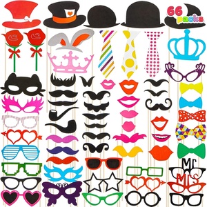 image:imageJoyin Toy Photo Booth Props 66 PiecesMulticolor Kit for Graduation Wedding Party Supplies Favorswith Stick Hats Glasses Mouth Bowler Bowties
